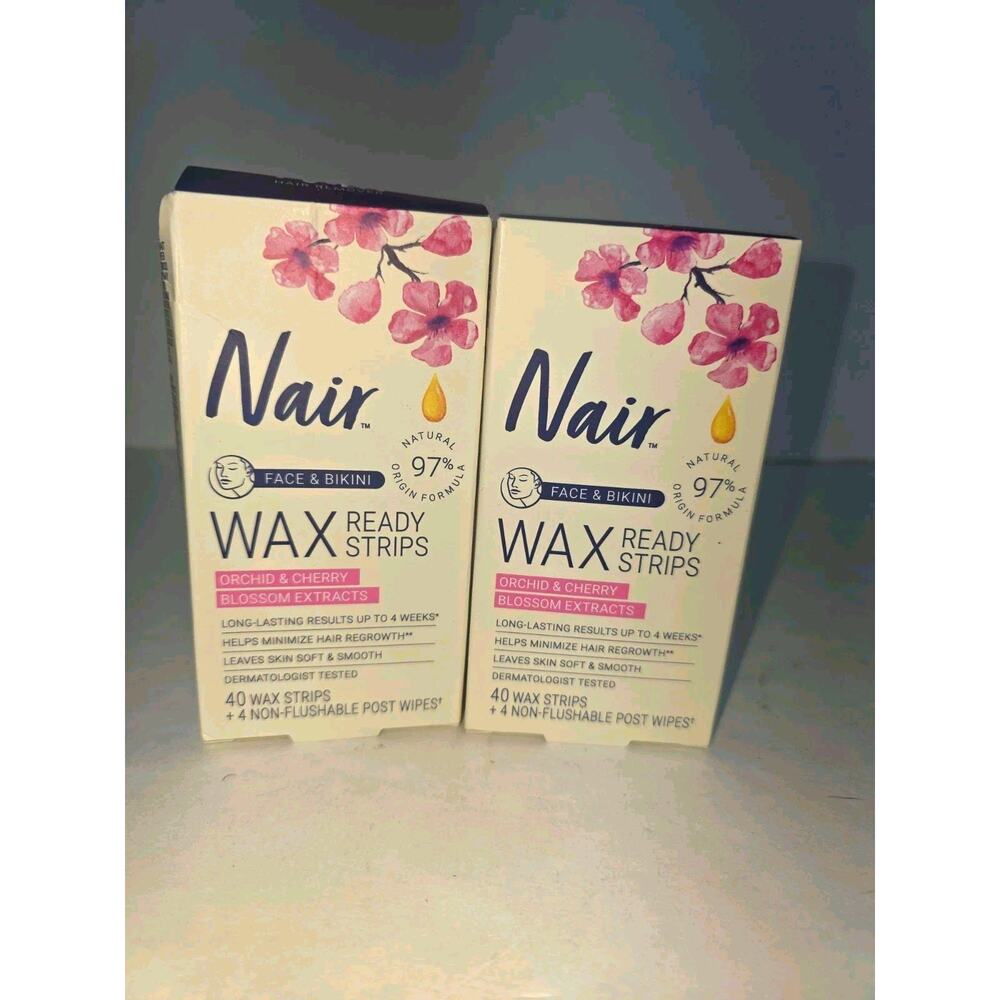 Lot Of 2 Nair Face Bikini Wax Ready Strips Cherry Blossom 40ct Hair Removal Kit
